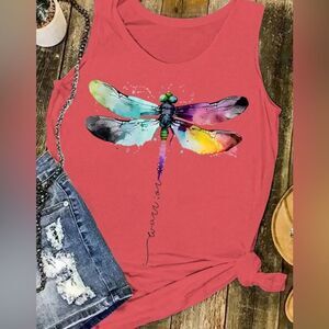 NWT Pink Muscle Tee with Dragonfly Graphic, medium (6)